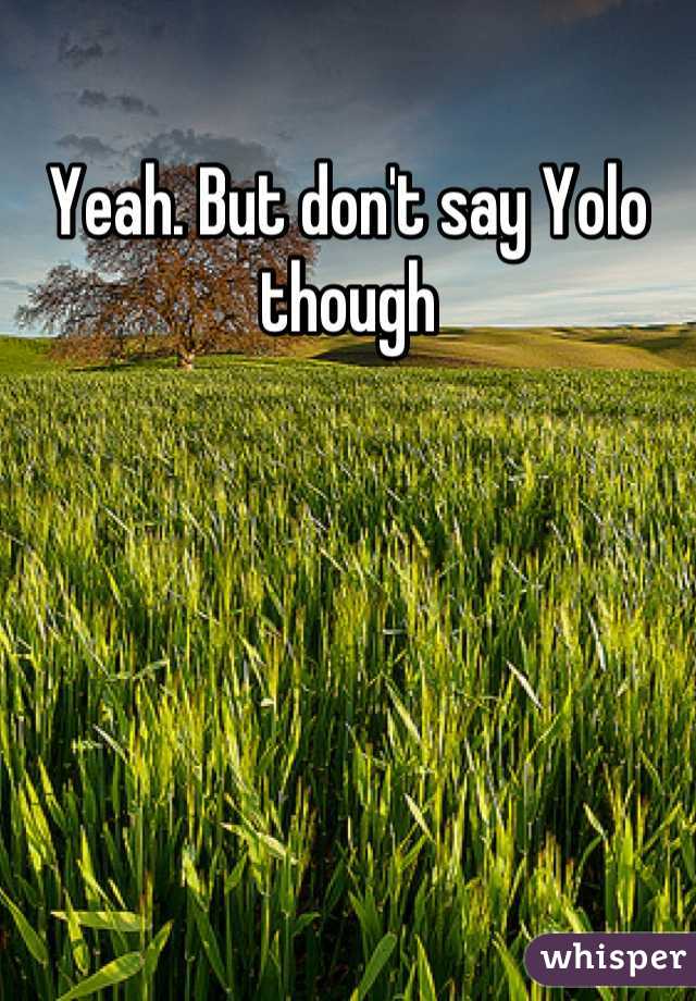 Yeah. But don't say Yolo though