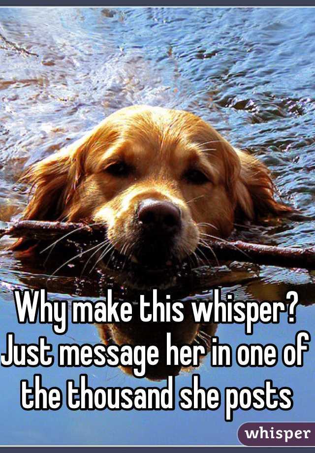 Why make this whisper? Just message her in one of the thousand she posts