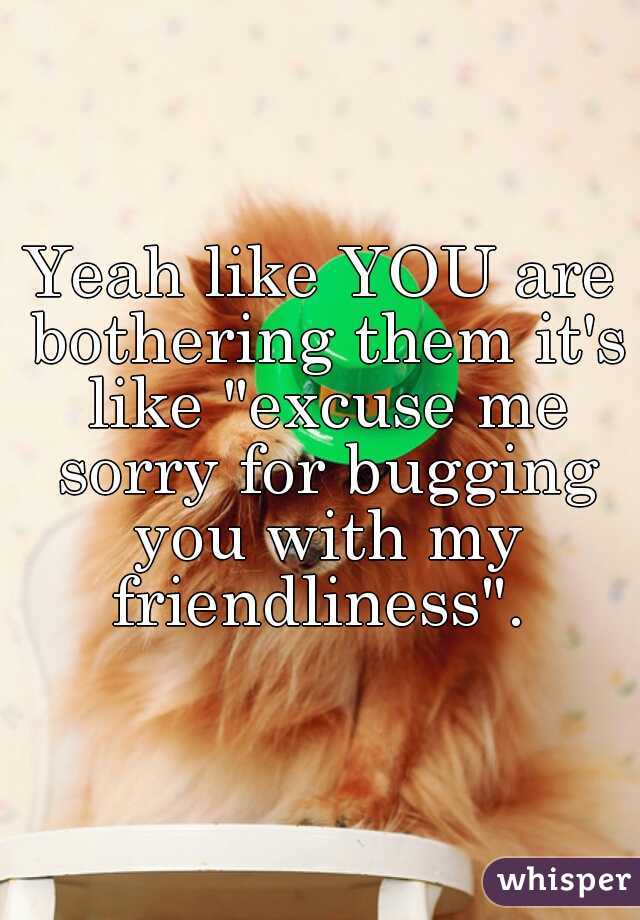 Yeah like YOU are bothering them it's like "excuse me sorry for bugging you with my friendliness". 