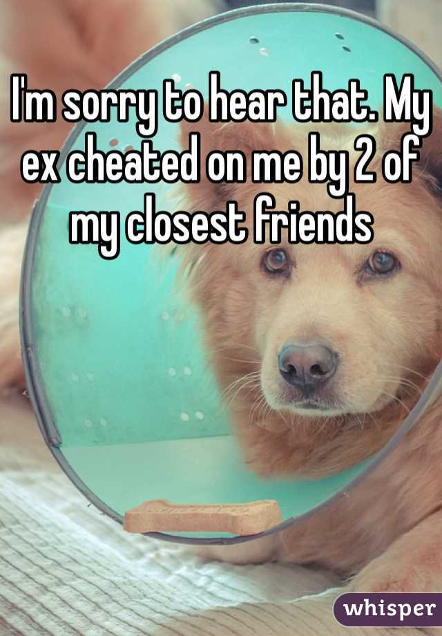 I'm sorry to hear that. My ex cheated on me by 2 of my closest friends