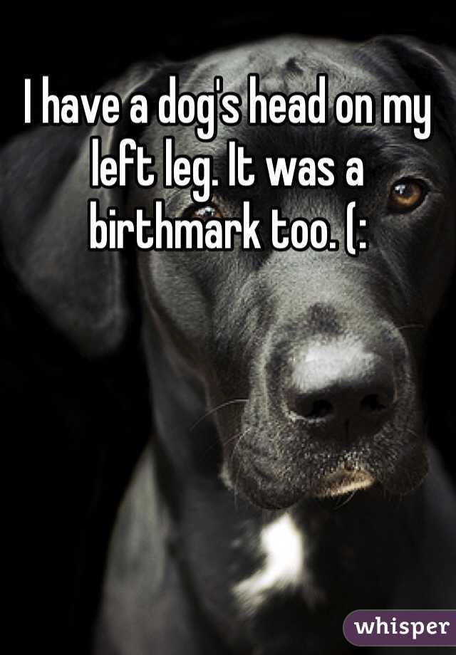 I have a dog's head on my left leg. It was a birthmark too. (: