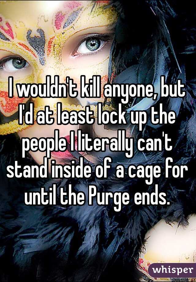 I wouldn't kill anyone, but I'd at least lock up the people I literally can't stand inside of a cage for until the Purge ends. 

