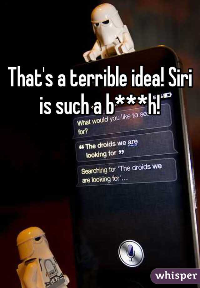 That's a terrible idea! Siri is such a b***h!
