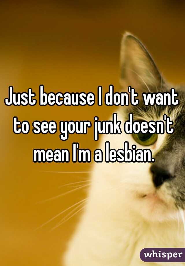 Just because I don't want to see your junk doesn't mean I'm a lesbian.