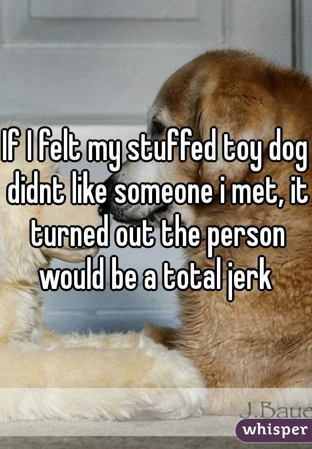 If I felt my stuffed toy dog didnt like someone i met, it turned out the person would be a total jerk 