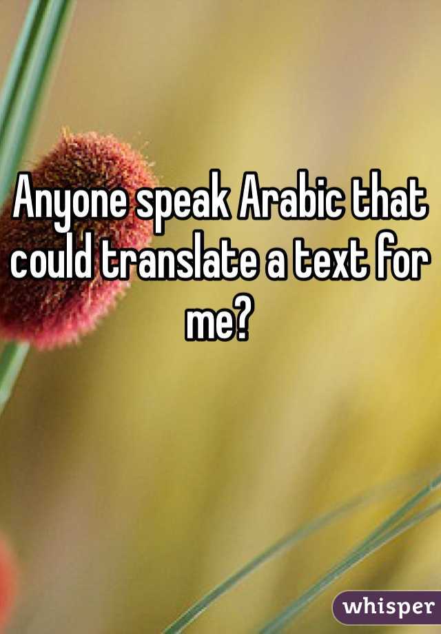 Anyone speak Arabic that could translate a text for me?