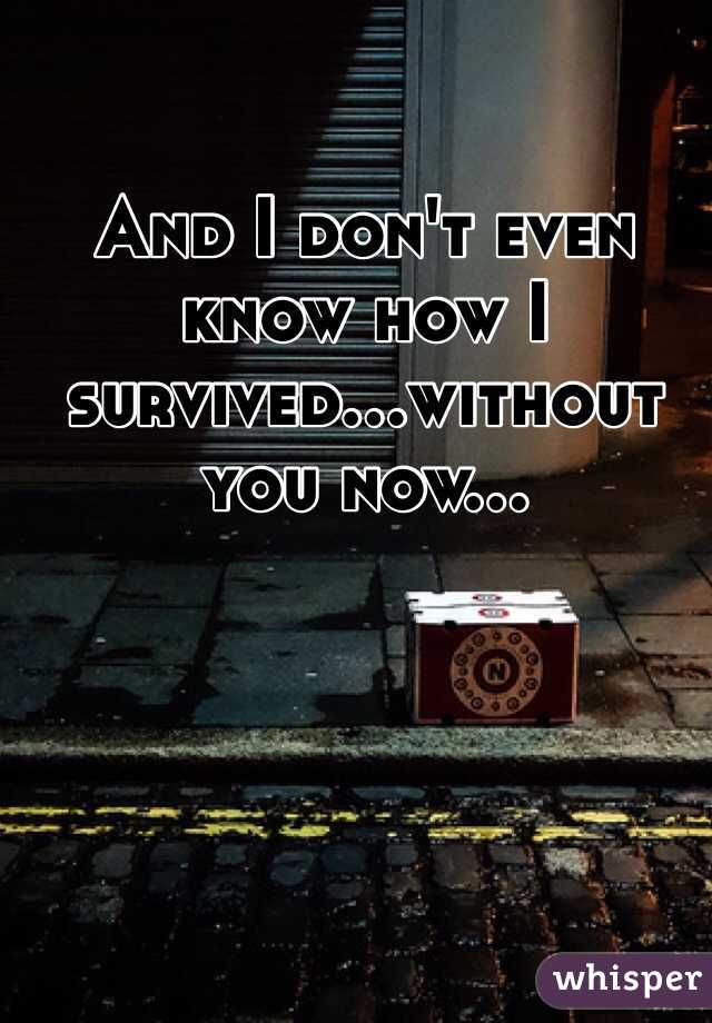 And I don't even know how I survived...without you now...