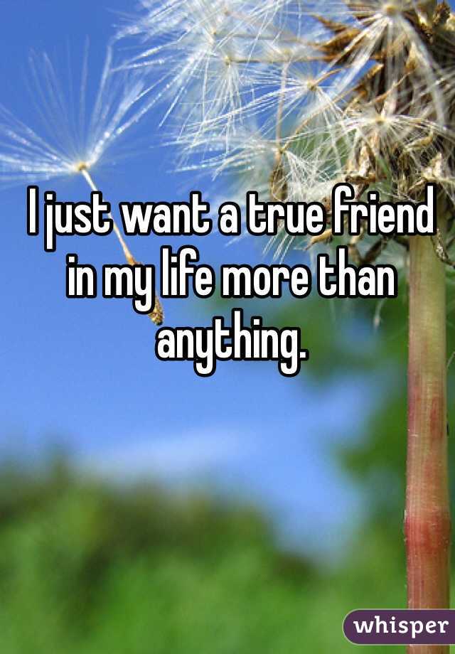 I just want a true friend in my life more than anything.