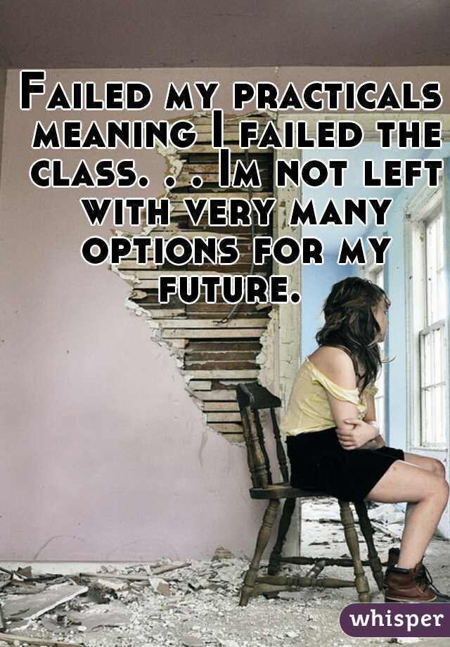 Failed my practicals meaning I failed the class. . . Im not left with very many options for my future. 