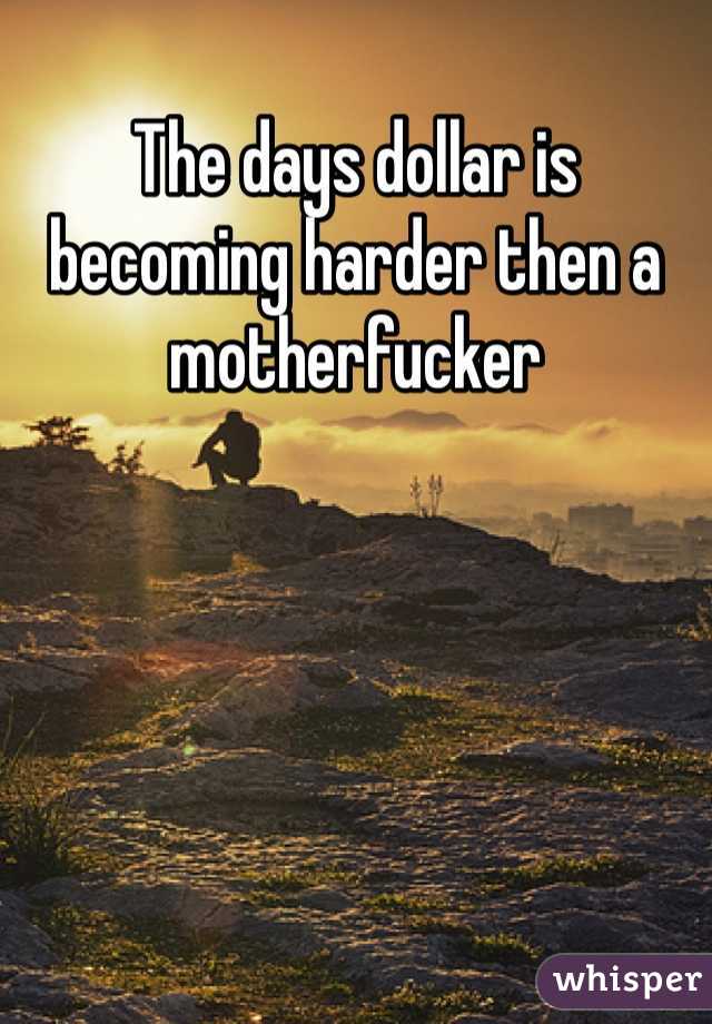 The days dollar is becoming harder then a motherfucker