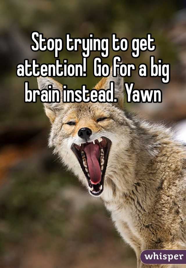 Stop trying to get attention!  Go for a big brain instead.  Yawn
