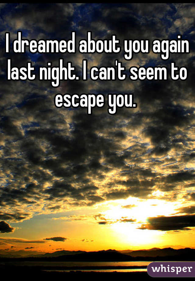 I dreamed about you again last night. I can't seem to escape you. 