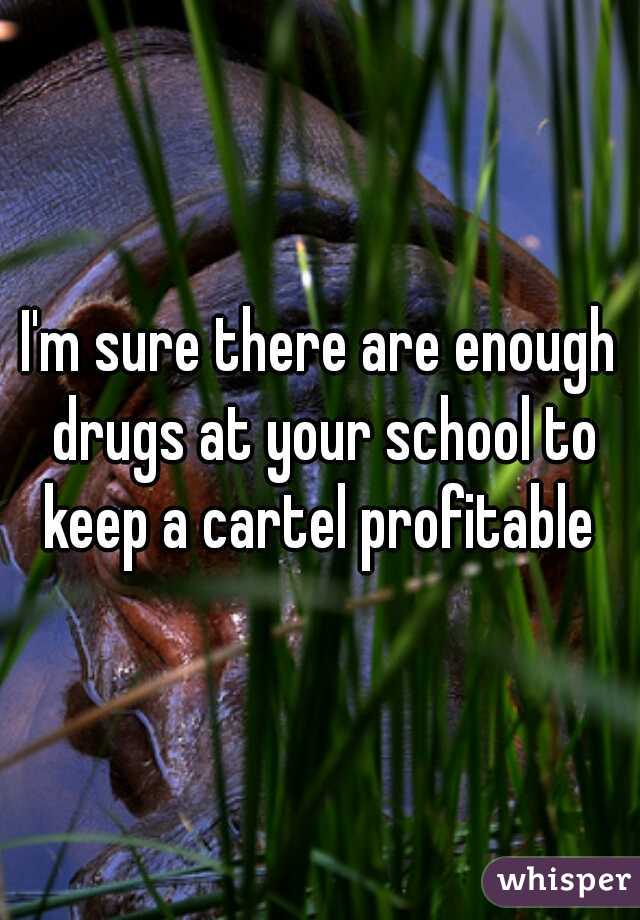 I'm sure there are enough drugs at your school to keep a cartel profitable 