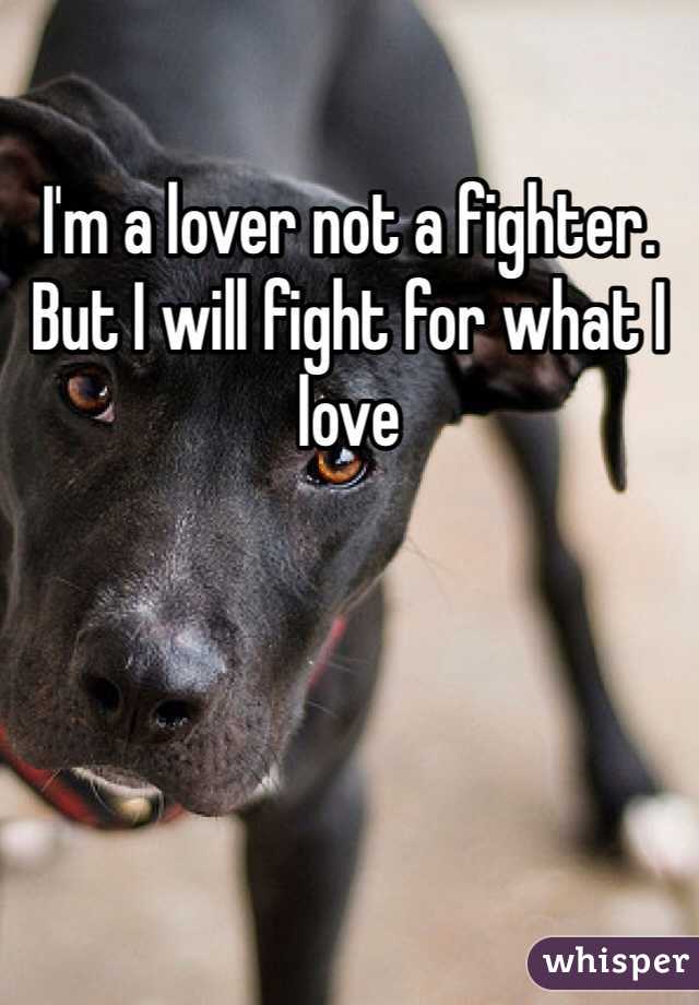 I'm a lover not a fighter. But I will fight for what I love 