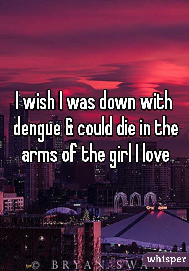 I wish I was down with dengue & could die in the arms of the girl I love