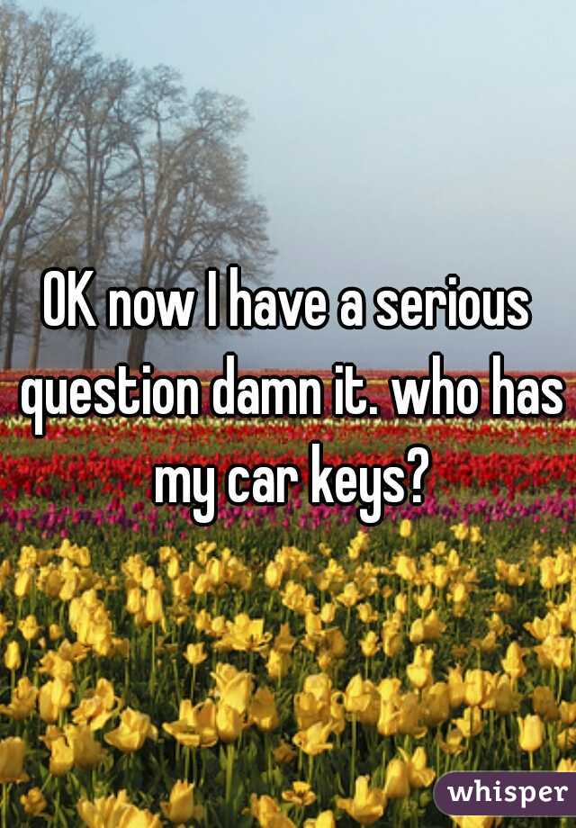 OK now I have a serious question damn it. who has my car keys?