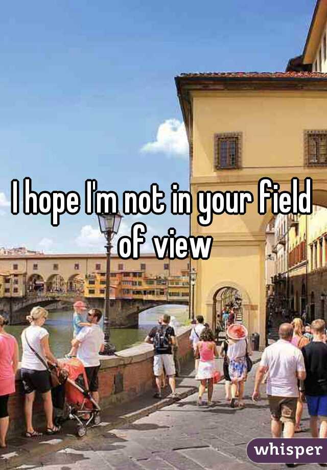 I hope I'm not in your field of view