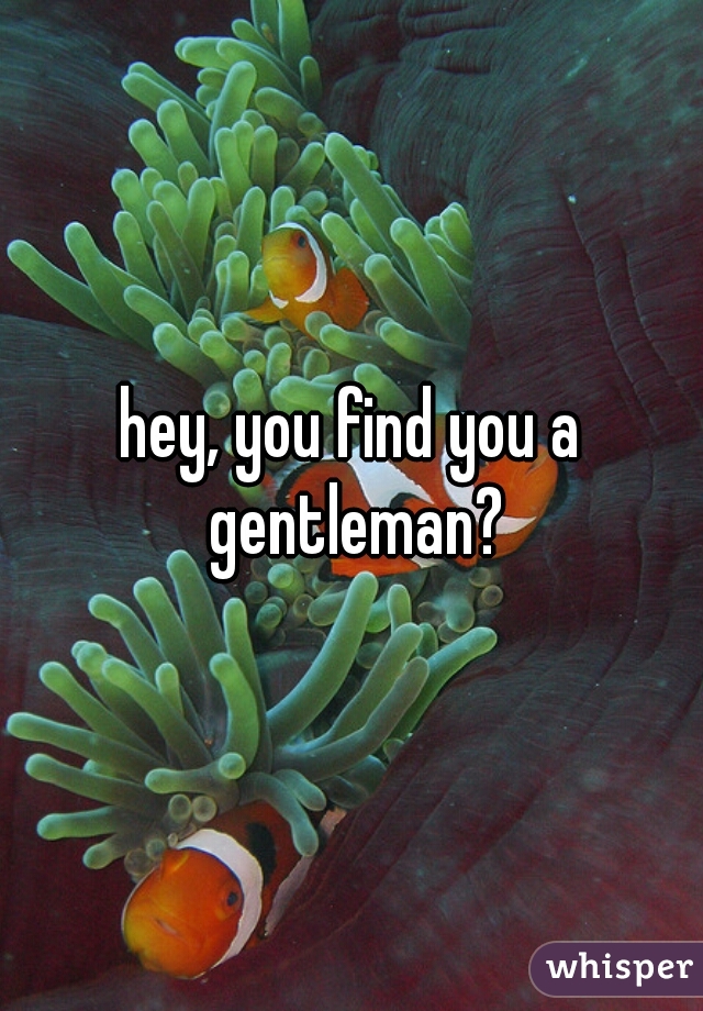 hey, you find you a gentleman?