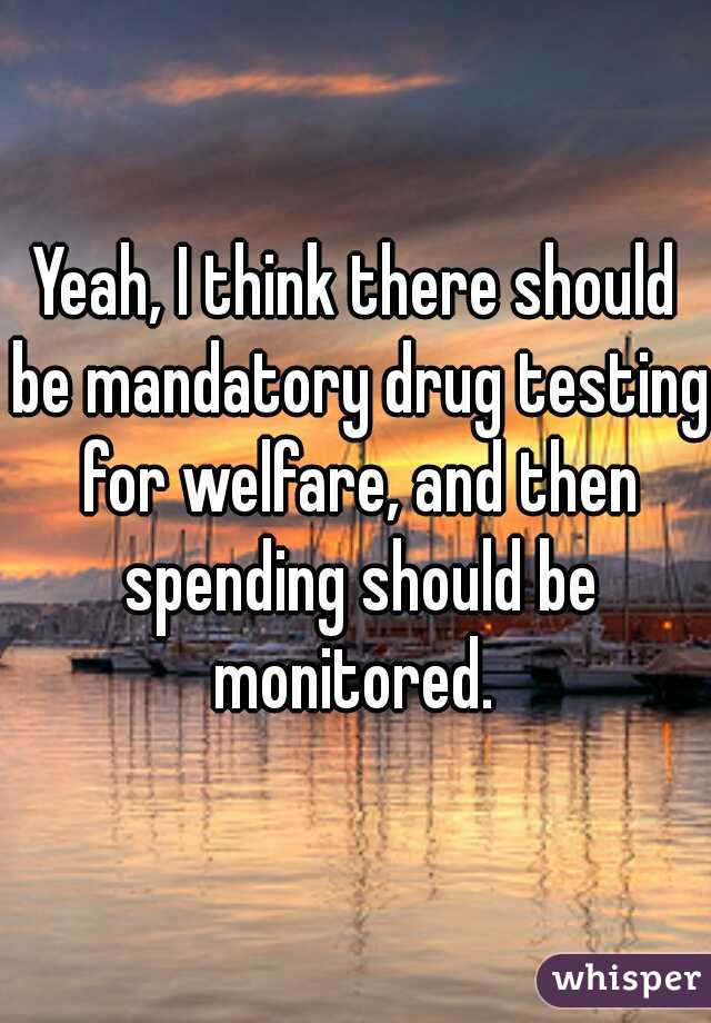 Yeah, I think there should be mandatory drug testing for welfare, and then spending should be monitored. 