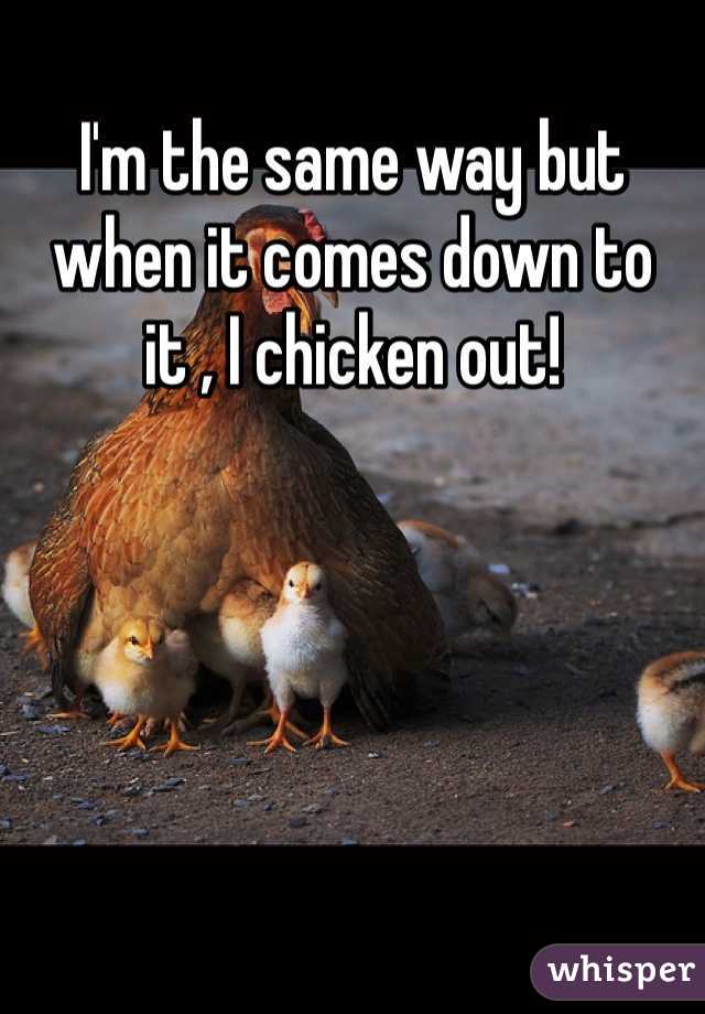 I'm the same way but when it comes down to it , I chicken out!