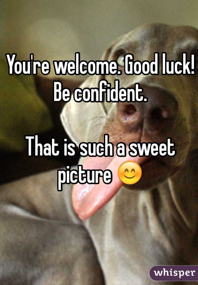 You're welcome. Good luck!
Be confident.

That is such a sweet picture 😊