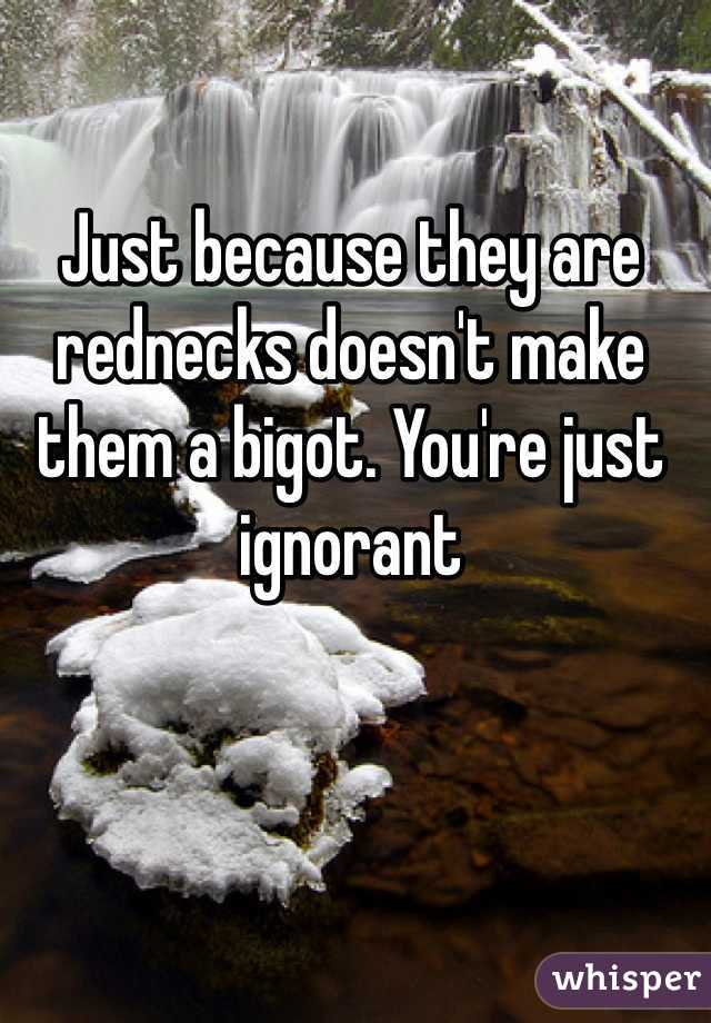 Just because they are rednecks doesn't make them a bigot. You're just ignorant 