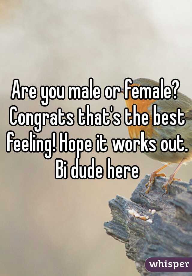 Are you male or female? Congrats that's the best feeling! Hope it works out. Bi dude here