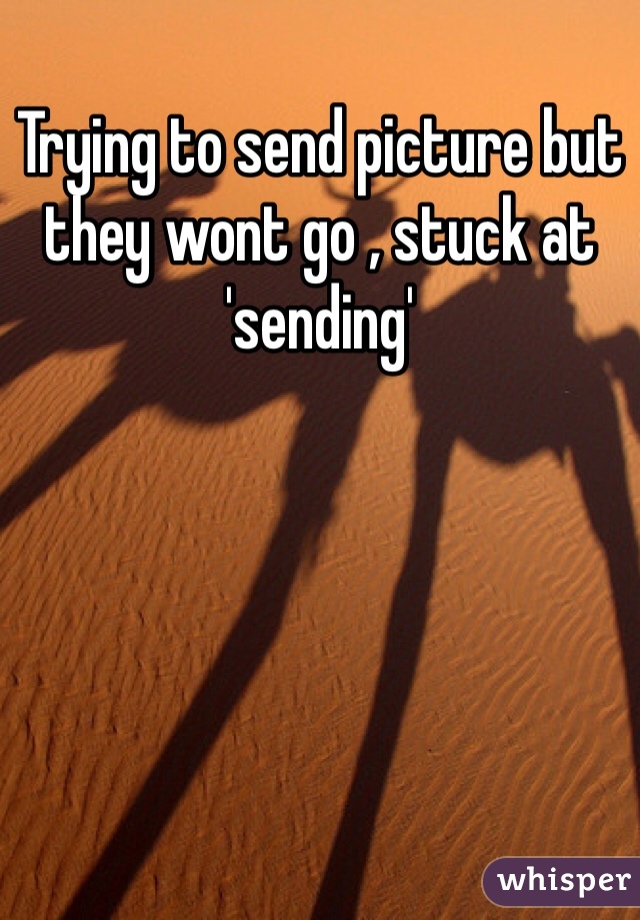 Trying to send picture but they wont go , stuck at 'sending'