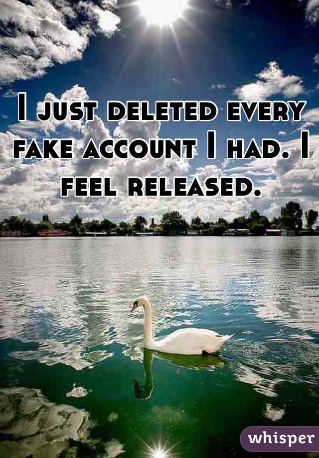 I just deleted every fake account I had. I feel released.