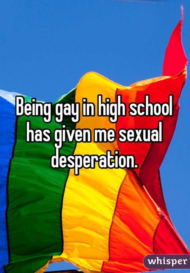 Being gay in high school has given me sexual desperation. 