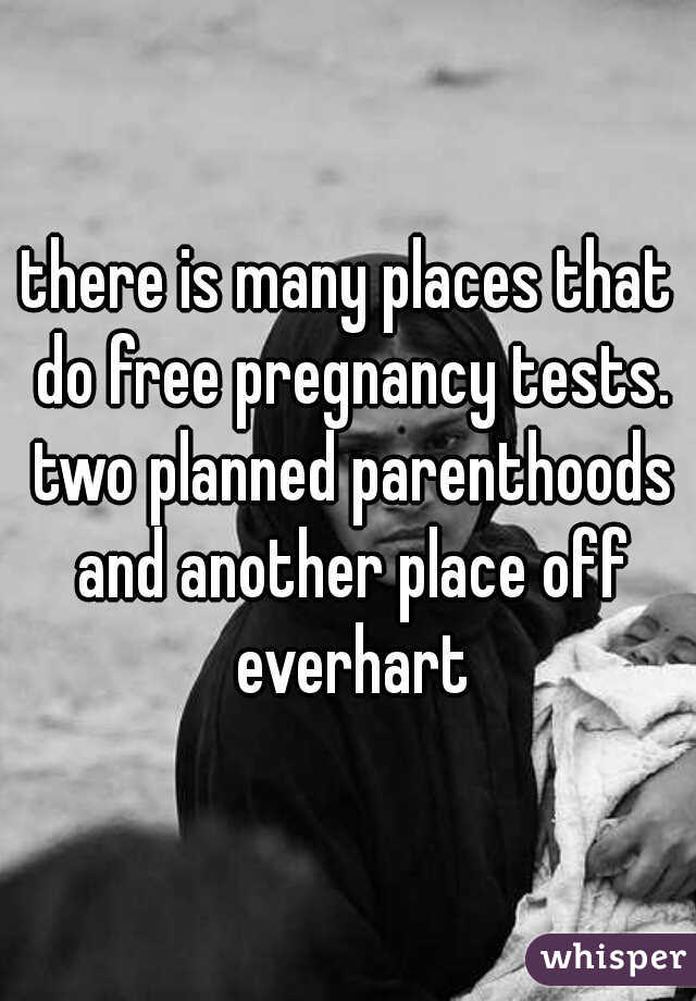 there is many places that do free pregnancy tests. two planned parenthoods and another place off everhart