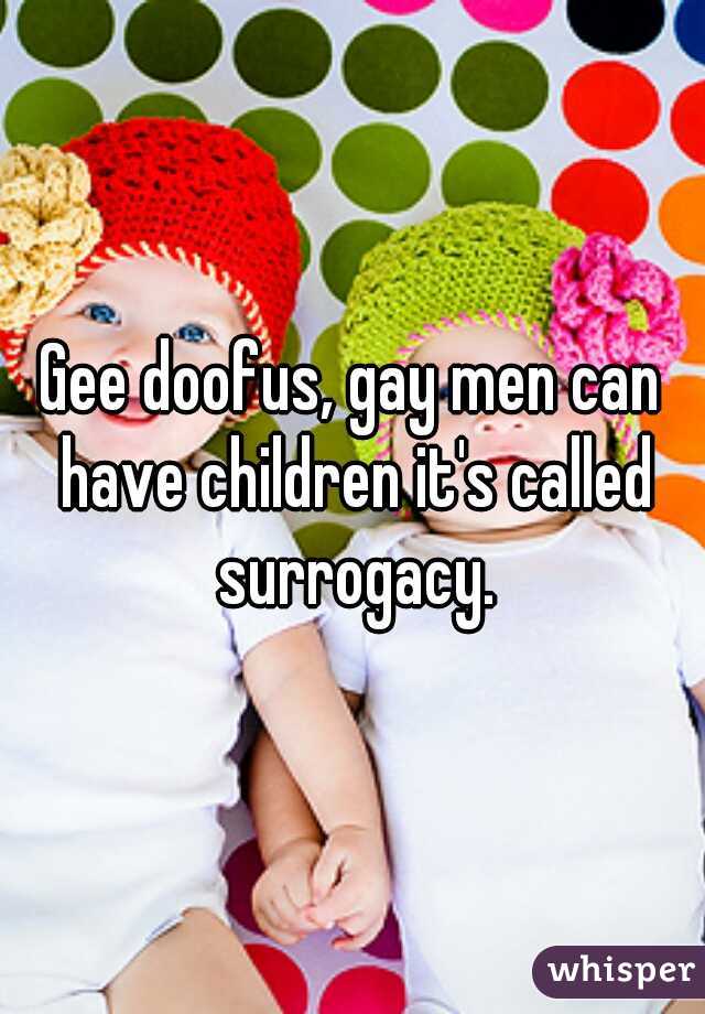 Gee doofus, gay men can have children it's called surrogacy.