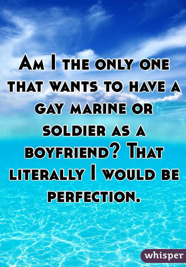 Am I the only one that wants to have a gay marine or soldier as a boyfriend? That literally I would be perfection. 