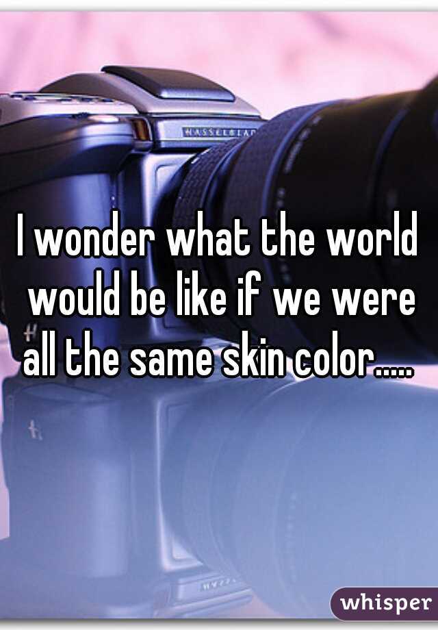 I wonder what the world would be like if we were all the same skin color..... 