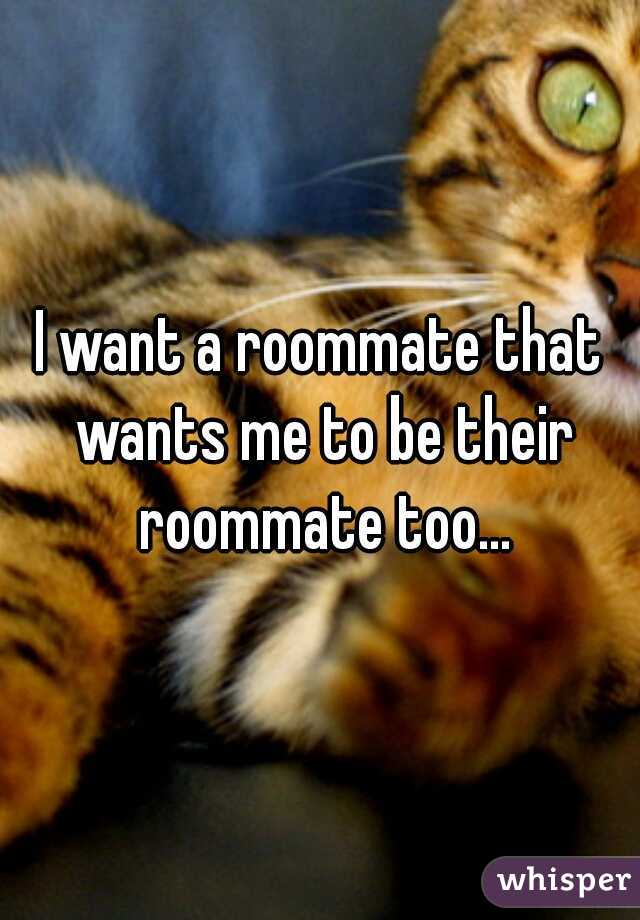 I want a roommate that wants me to be their roommate too...