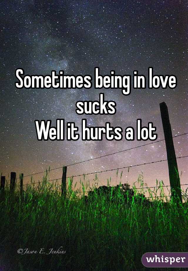 Sometimes being in love sucks 
Well it hurts a lot 
