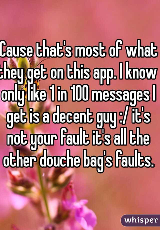 Cause that's most of what they get on this app. I know only like 1 in 100 messages I get is a decent guy :/ it's not your fault it's all the other douche bag's faults.