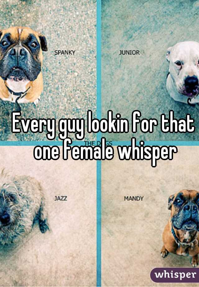 Every guy lookin for that one female whisper