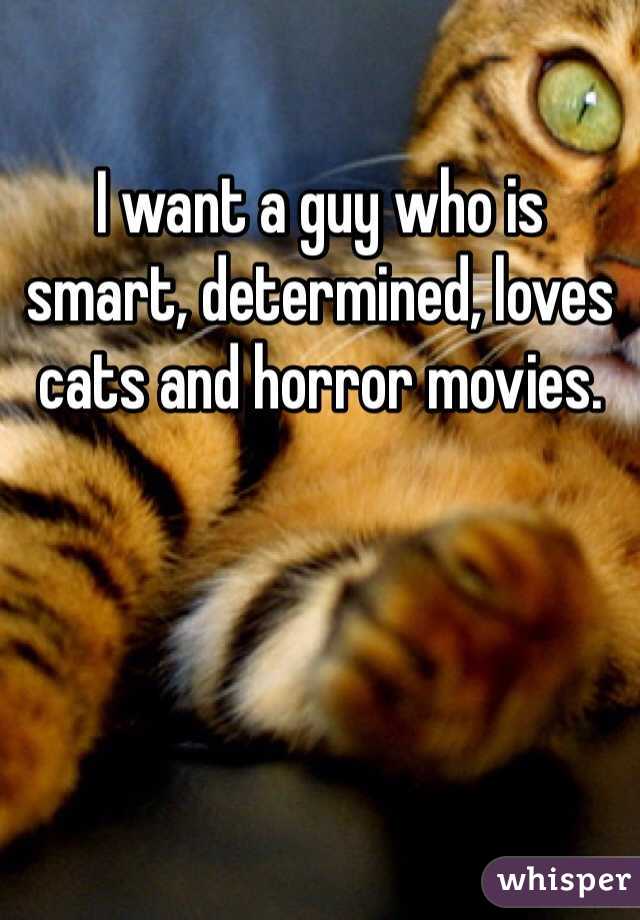 I want a guy who is smart, determined, loves cats and horror movies.