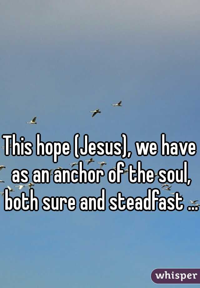 This hope (Jesus), we have as an anchor of the soul, both sure and steadfast ...