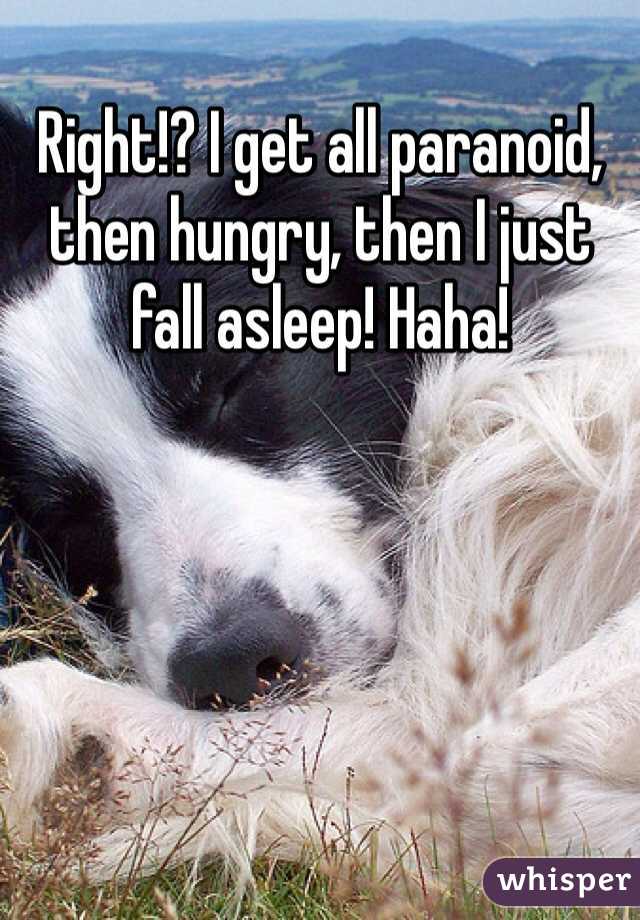 Right!? I get all paranoid, then hungry, then I just fall asleep! Haha! 