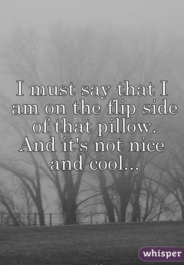 I must say that I am on the flip side of that pillow.
And it's not nice and cool...