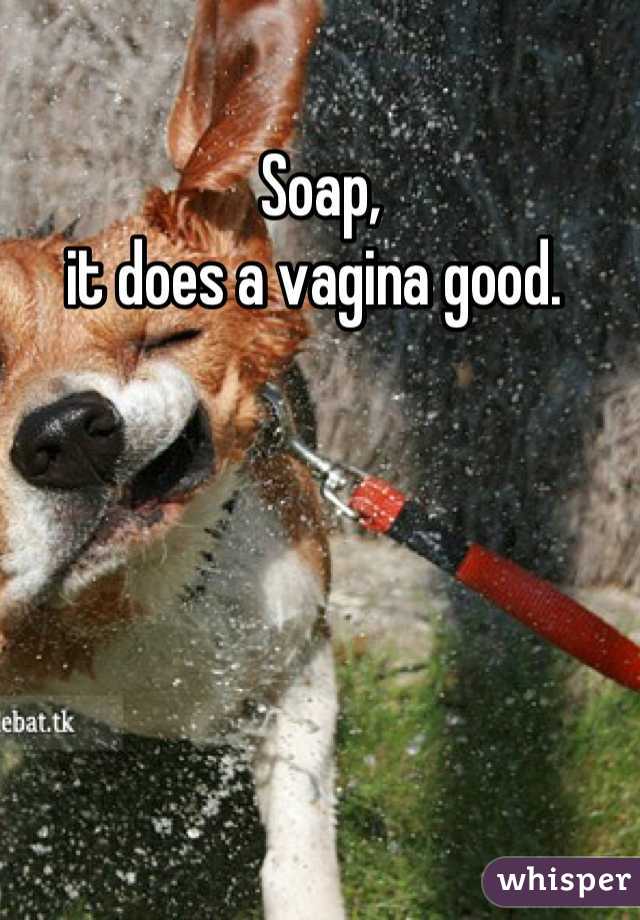 Soap, 
it does a vagina good. 