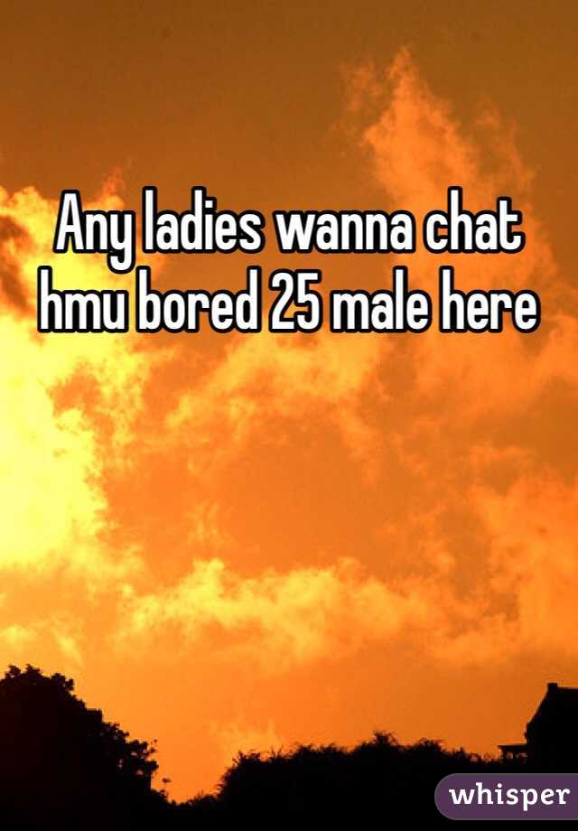 Any ladies wanna chat hmu bored 25 male here 
