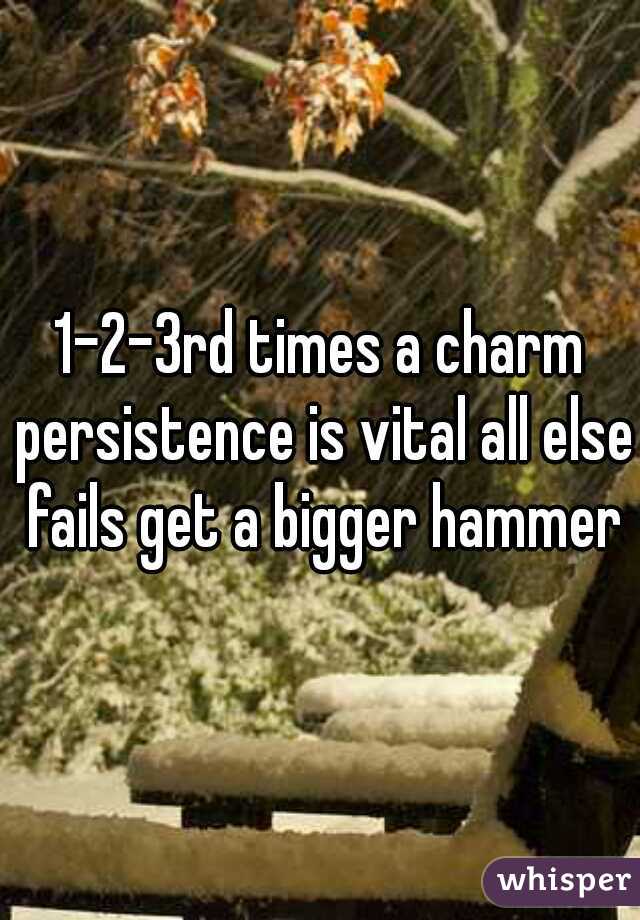 1-2-3rd times a charm persistence is vital all else fails get a bigger hammer