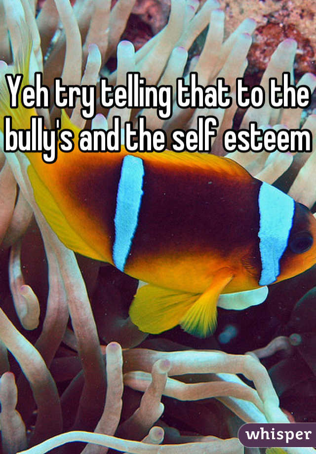 Yeh try telling that to the bully's and the self esteem