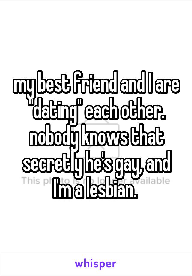 my best friend and I are "dating" each other. nobody knows that secretly he's gay, and I'm a lesbian. 