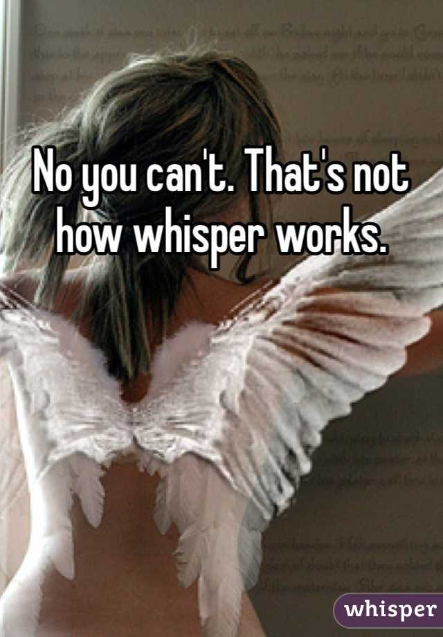 No you can't. That's not how whisper works. 