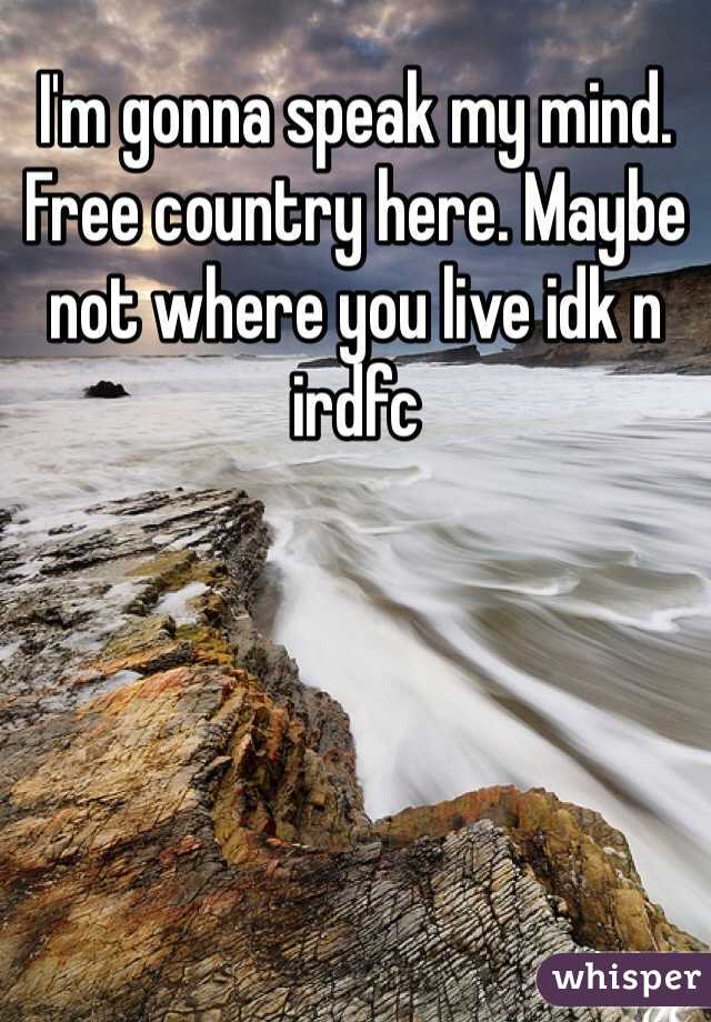 I'm gonna speak my mind. Free country here. Maybe not where you live idk n irdfc