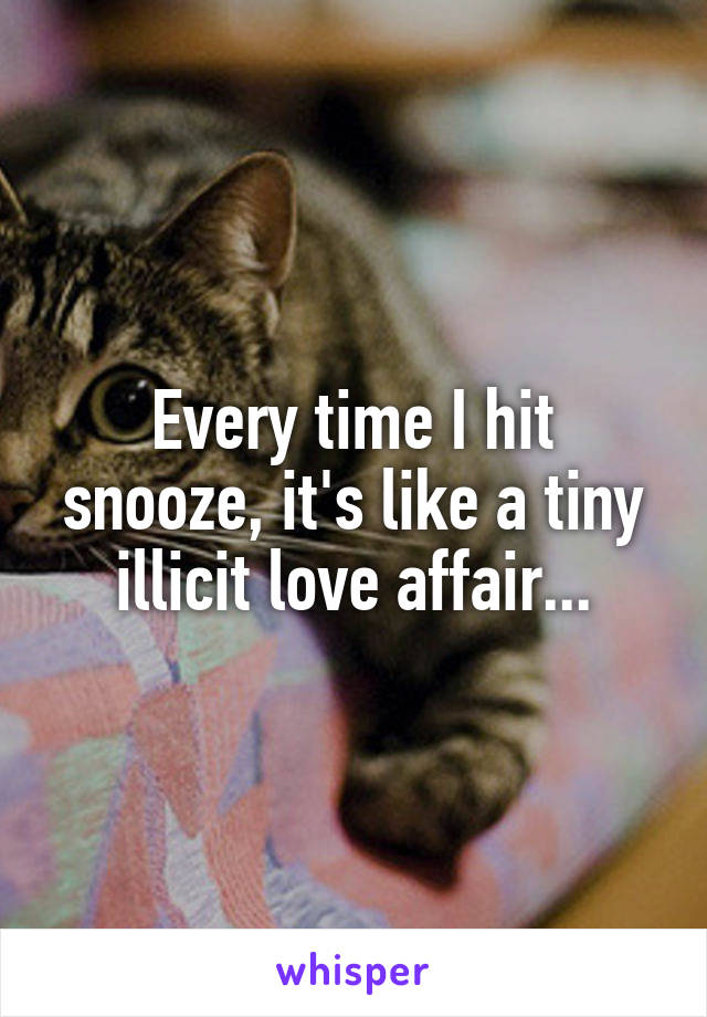 Every time I hit snooze, it's like a tiny illicit love affair...